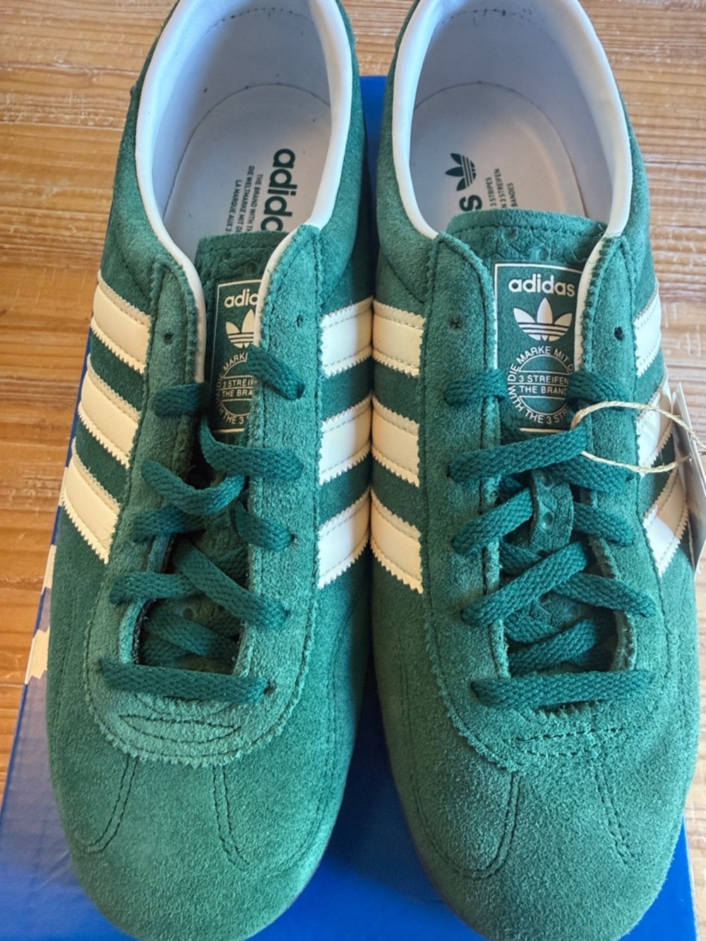 adidas Gazelle Lo Pro Green Suede Sneakers with White Three-Stripes